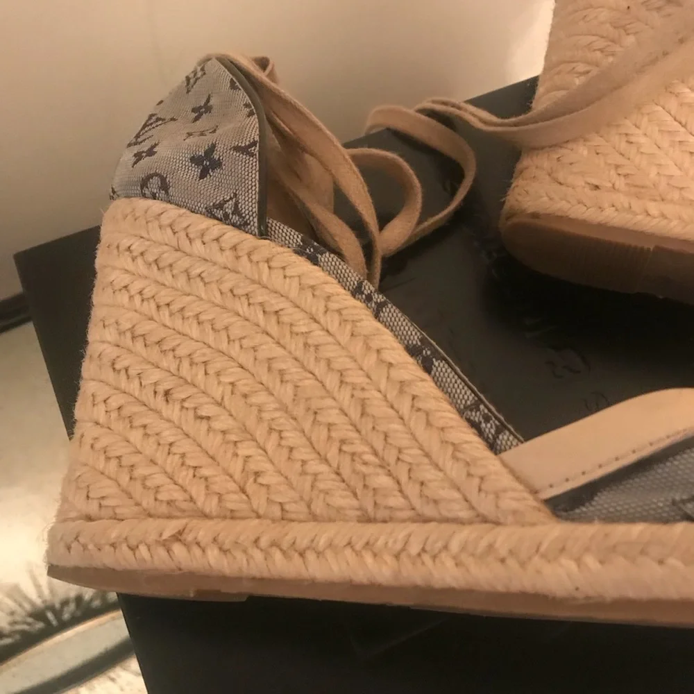 Louis Vuitton logo blue denim espadrilles s 40